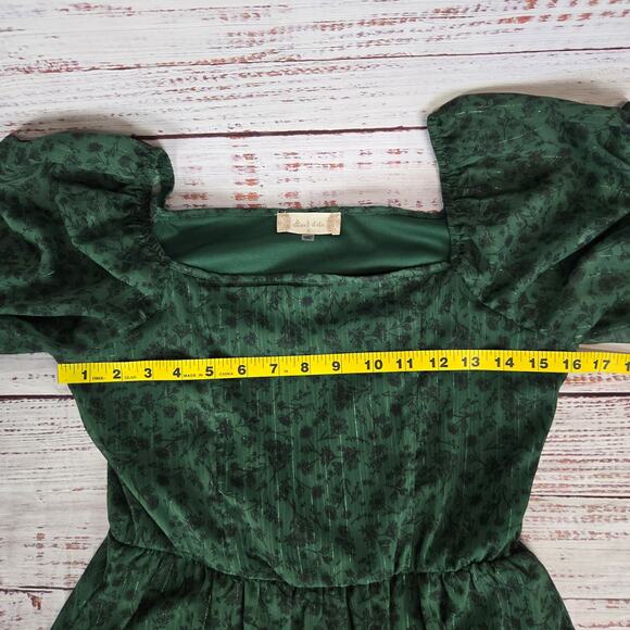 Altard State Green Fit & Flare Dress S Chiffon Ruffle Whimsy Forest Fairy NWT - Picture 11 of 16